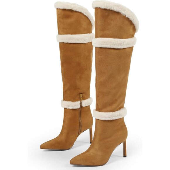 Brown Women’s Knee High Boots, 3" Stiletto Heel, Pointed Toe, Side Zipper - Picture 1 of 8